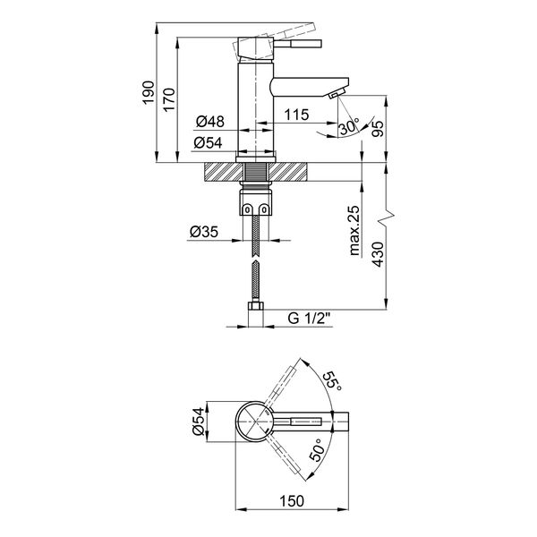 Змішувач для раковини Lidz Aria 001F (k35) LDARI001FNKS34937 Nickel SD00041041 фото