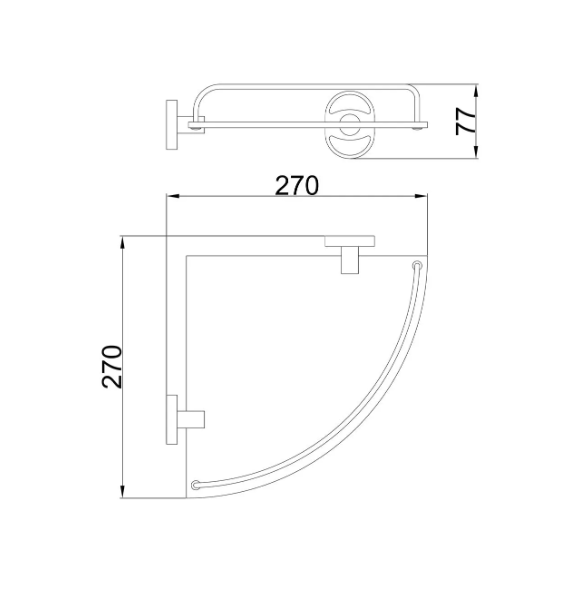Полиця скляна кутова Frap F1921-1, 270x270 мм, хром F1921-1 фото