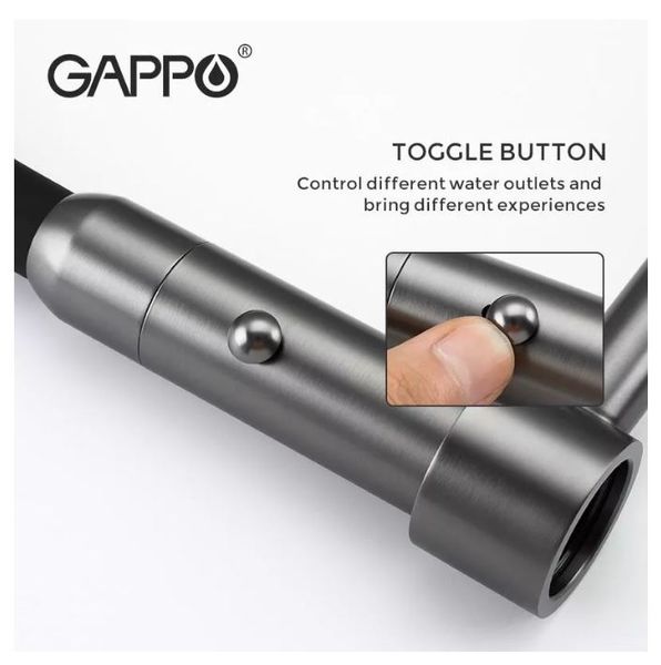 Смеситель для кухни GAPPO G4398-51 с гибким изливом, 2 режима, черный G4398-51 фото