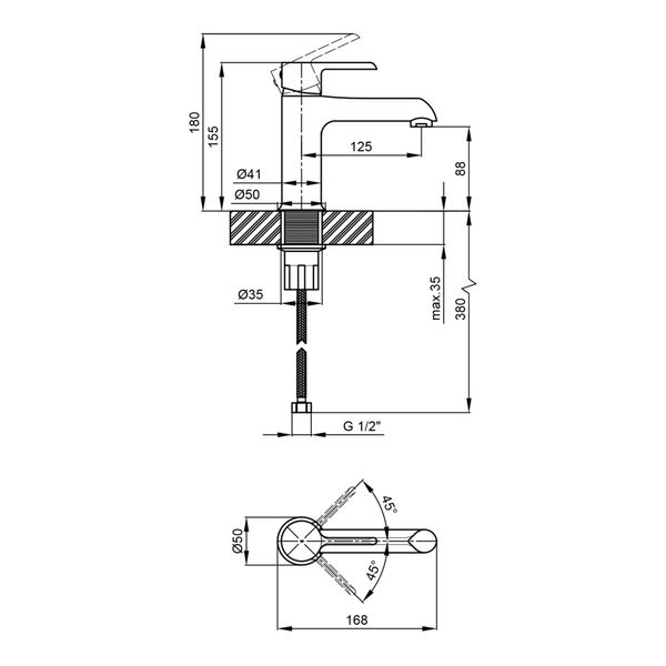 Змішувач для раковини Qtap Grand QTGRABCR001F Black Matt SD00039605 фото