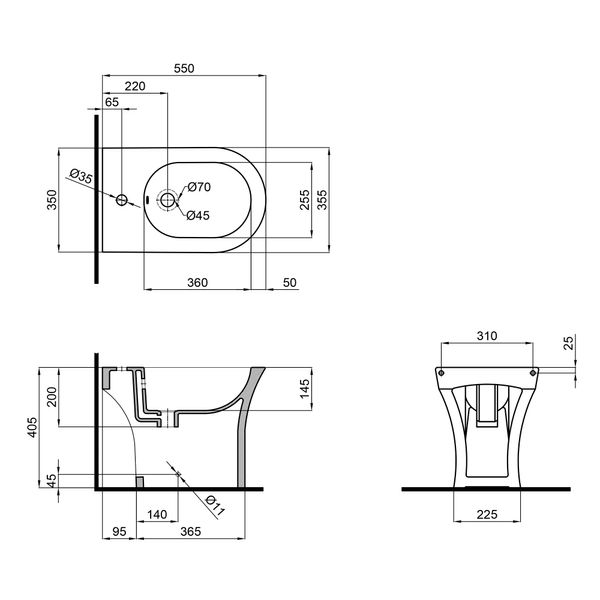 Біде підлогове Qtap Presto 540х340х400 White QT24441217C SD00049173 фото