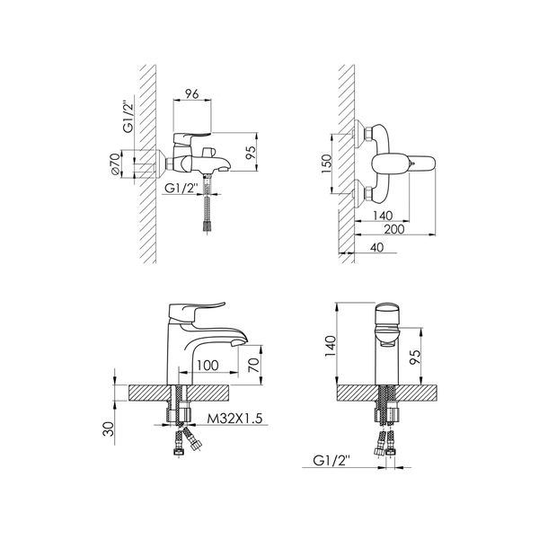 Набір змішувачів Wieza 001 + Wieza 006 Chrome SD00052489 фото