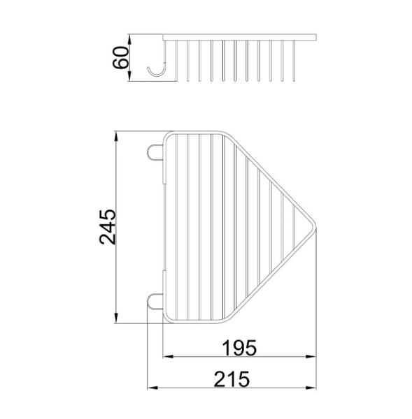 Полиця металева кутова Frap F335, 240х60 мм, хром F335 фото