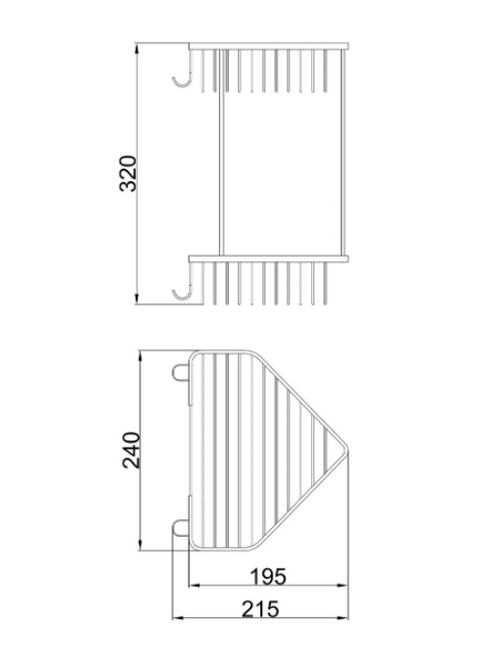 Полиця кутова Frap F335-1, 2-х ярусна, 240х320 мм, хром F335-1 фото