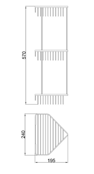 Полка угловая Frap F335-2, 3-х ярусная, 240х570 мм, хром F335-2 фото