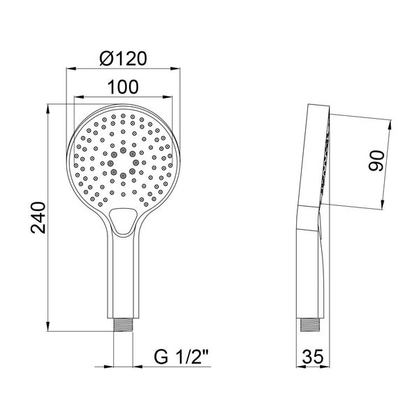 Лійка для ручного душу Qtap Rucni 120 мм округла QTRUCA120O3KCC Chrome SD00041887 фото