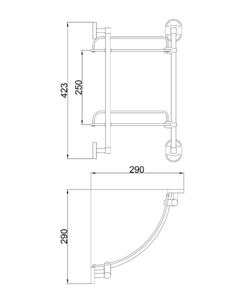 Полка стеклянная угловая Frap F1907-2, 2-х ярусная, 290х290 мм F1907-2 фото