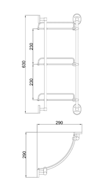 Скляна полиця кутова Frap F1907-3, 3-х ярусна, 290х290 мм F1907-3 фото