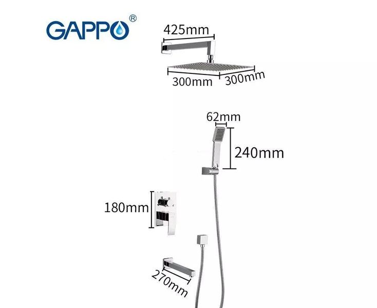 Встраиваемая душевая система GAPPO G7102 хром G7102 фото