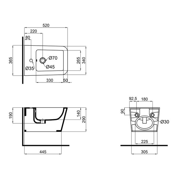 Биде подвесное Qtap Crow 520х360х290 White QT05555370W SD00040387 фото