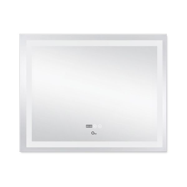 Дзеркало Qtap Mideya (DC-F614) 1000х800 з LED-підсвічуванням Touch, з антизапотіванням, з годинником, димером, рег. яскравості QT2078F614W SD00036735 фото