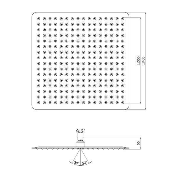 Лійка для верхнього душу Qtap Hlavova 400х400 мм прямокутна QTHLAS400N1ZWW White SD00042044 фото