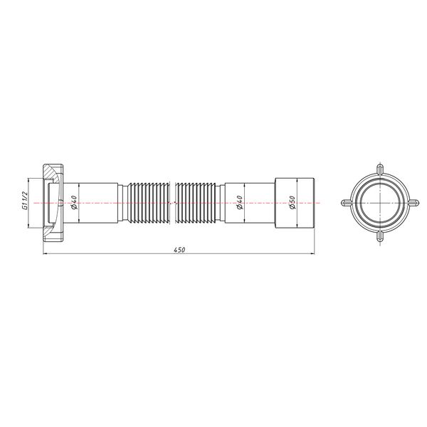 Гнучка труба Lidz (WHI) 60 01 G002 01 з накидною гайкою 1 1/2" довжина 1200 мм SD00042776 фото